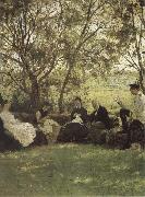 Ilya Repin On the Turf bench painting
